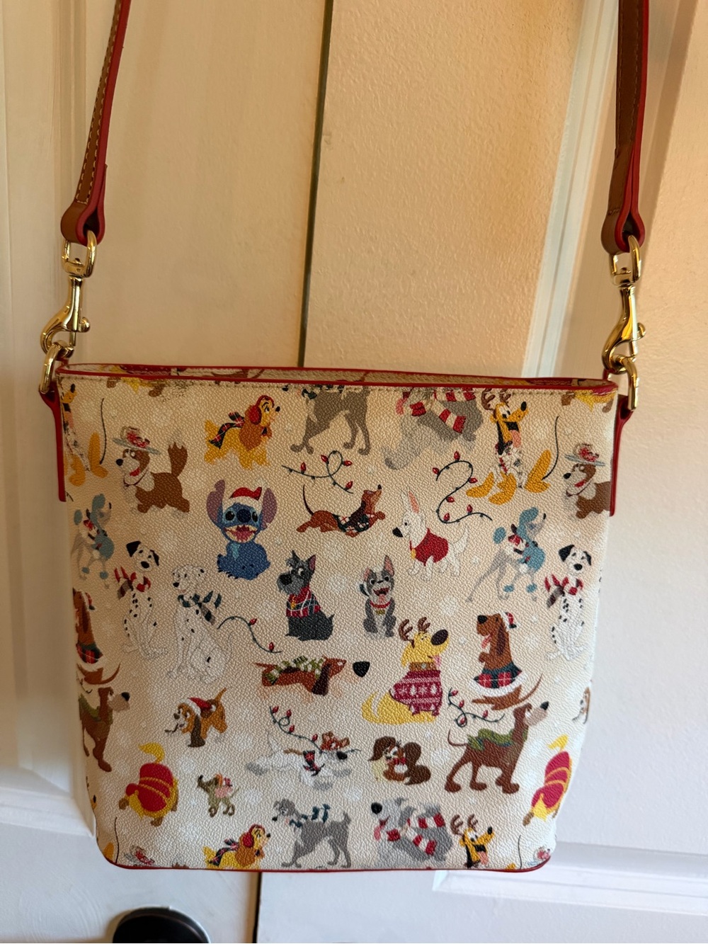 Dooney & Bourke Disney Christmas Santa Tails Holiday Dog Crossbody Plaid - Picture 9 of 14